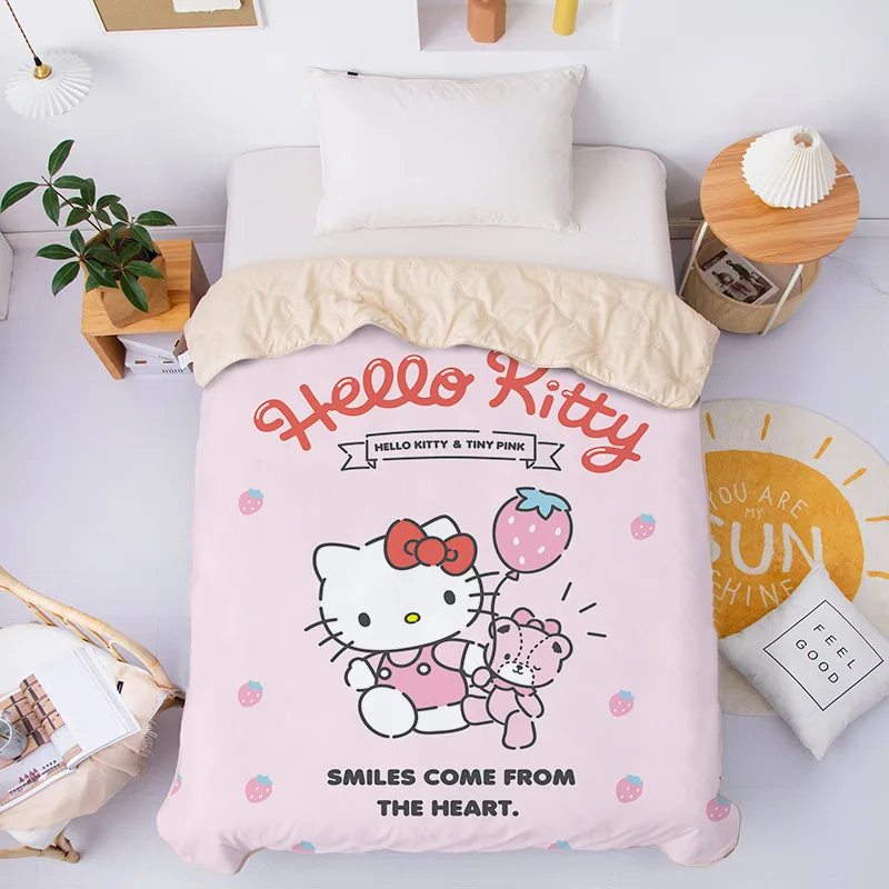 Sanrio Digital Printing HelloKitt Cute Cartoon Style Light comforter Bedding Set Two-dimensional Home Furnishing Bedroom Decor