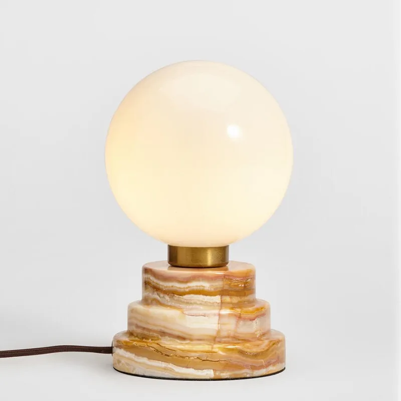 

British designer natural jade decorative table lamp villa designer model bedroom living room study table lamp