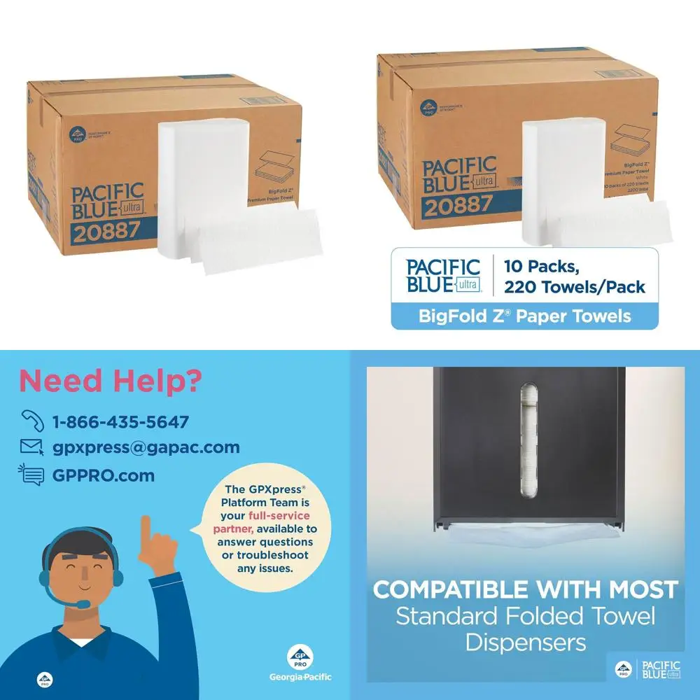 

Ultra Big Z-Old Paper Towels, White, 220 Towels Per Pack, 10 Packs/Case, 2200 Total, 10.20 x 10.80