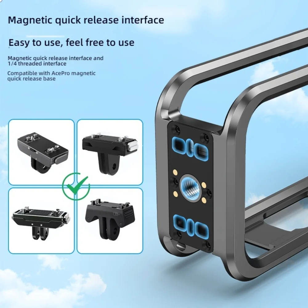 Camera Cage for Insta360 X6, Aluminum Alloy Protective Case Expansion Metal Frame with 1/4