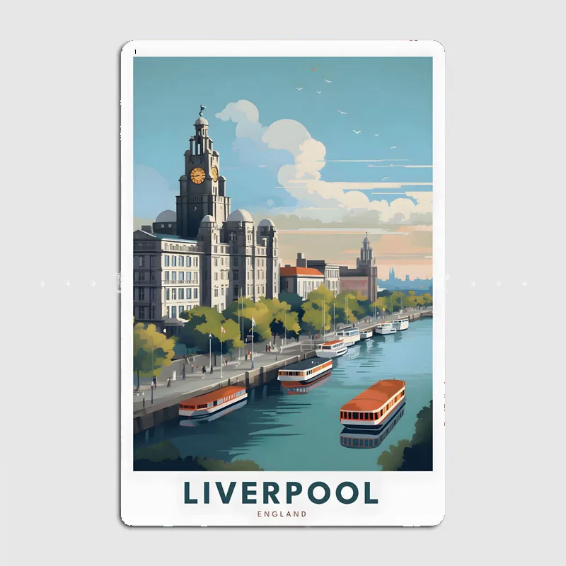 Liverpool United Kingdom Travel Scenic Spot Poster Metal Sign Custom Kitchen Tin Wall Indoor Decor Drawing Room Decor Home Decor