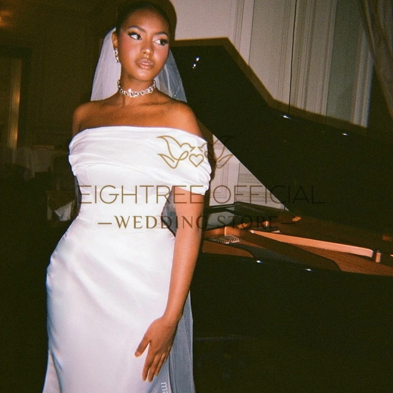 Eightree Einfache Meerjungfrau Brautkleider Weiß Eine Schulter Bodenlangen Brautkleid Formale Maxi Hochzeit Prom Kleider Angepasst