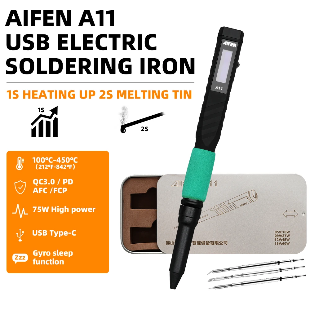 AIFEN A11 Soldering Handle USB Soldering Station Charging Soldering Iron C210 Tips For Phone Repair Wedling Tool