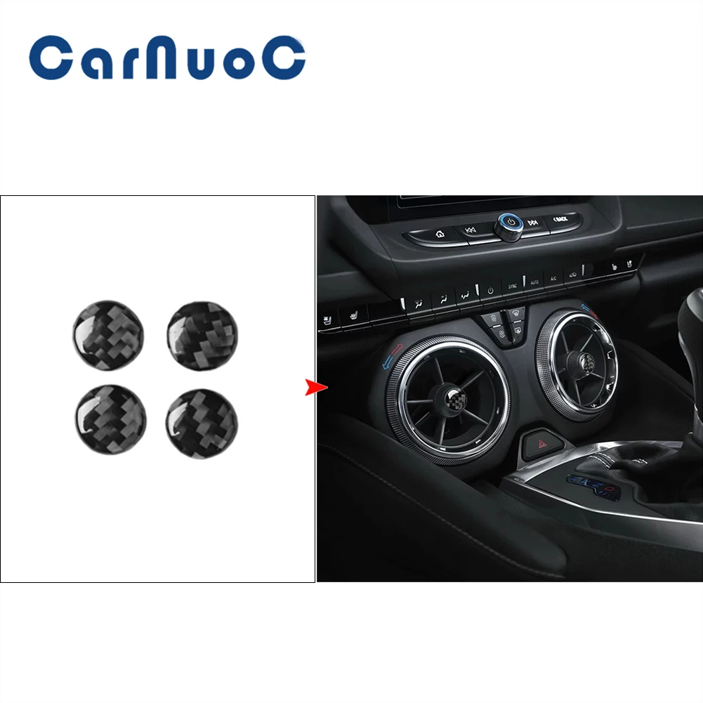 

4pcs Car Center Air Vents Decoration Cover Trim For Chevrolet Camaro 2017 2018 2019 Carbon Fiber Interior Stickers Accessories