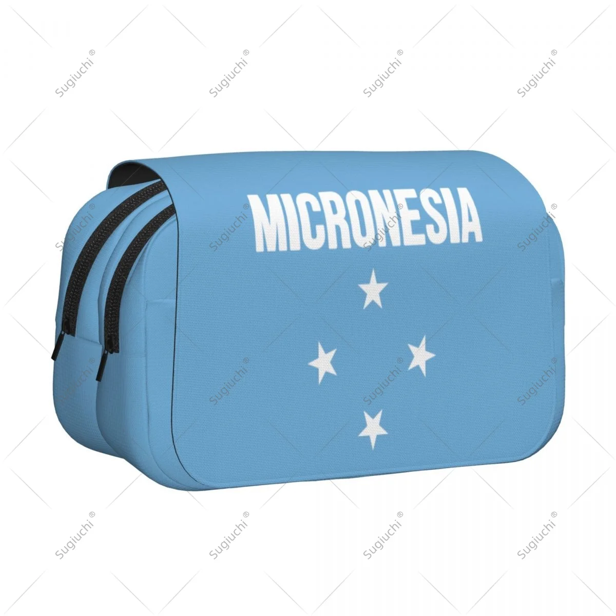 Pencil Case Scissors Bags 3D Federated States Of Micronesia Flag Double-layer Oxford Cloth Stationery Storage Pen Box Case
