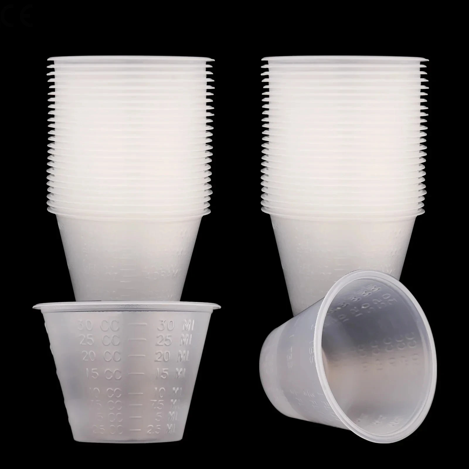 100pcs New 30ml Graduated Plastic Mix Cups Universal Measuring Paint Tray for Airbrush Painting DIY Art Craft Model Hobby Tool