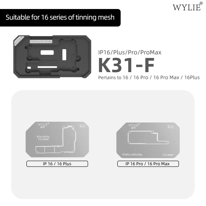 Kit de plantilla magnética de reballing de capa intermedia WYLIE K31 para iPhone X a 17 Pro Max, estación de soldadura para reparación de BGA de placa base 6