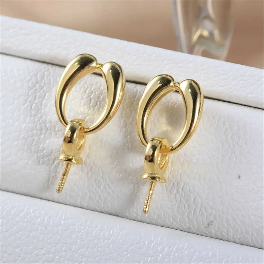 DIY Pearl Accessories New S925 Sterling Silver Fashion Temperament Smooth Earrings Empty Tray Exquisite Versatile Niche Design