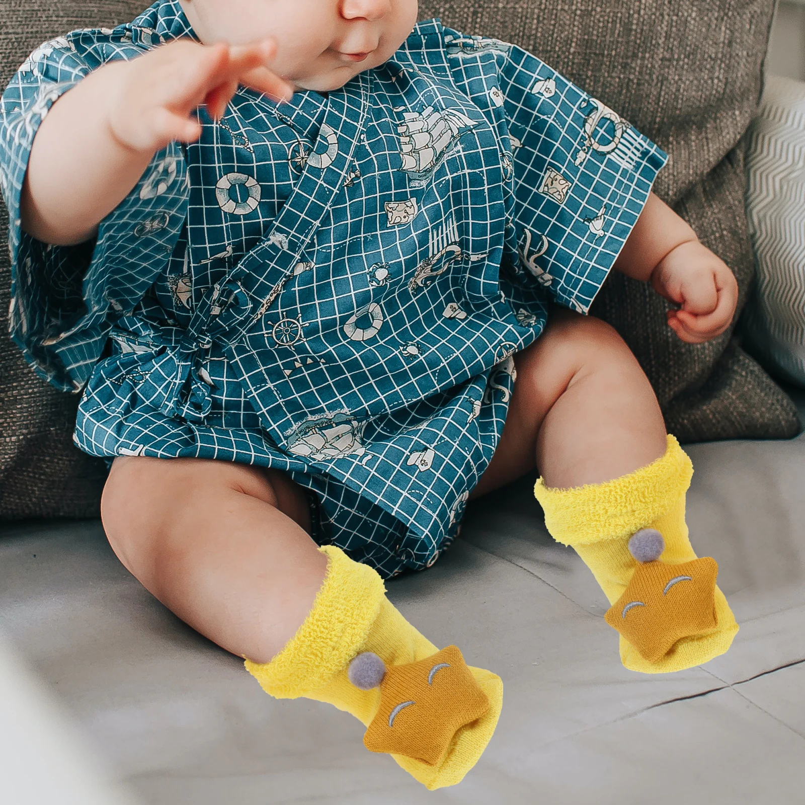 

3Pairs Toddler Floor Socks Lovely Cartoon Characters Breathable Cotton Anti Slip Grip Socks for Babies Indoor Warmth Stylish