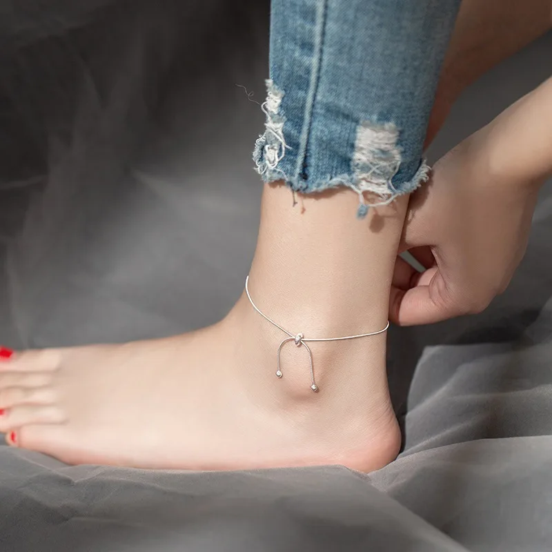 Fashion Adjustable Size Round Bead Snake Chain Anklet For Women Girls Beach Jewelry Gift sl008