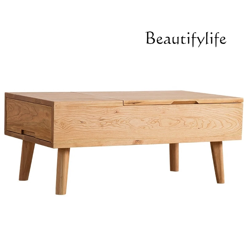 

Nordic coffee table creative folding solid wood simple modern small apartment lifting multi-functional coffee table living room