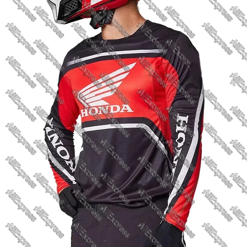 

New Off-Road Motorcycle Riding T-Shirt Fast Drying Breathable Long Sleeved For Men And Women Honda Riding T-shirt Tops
