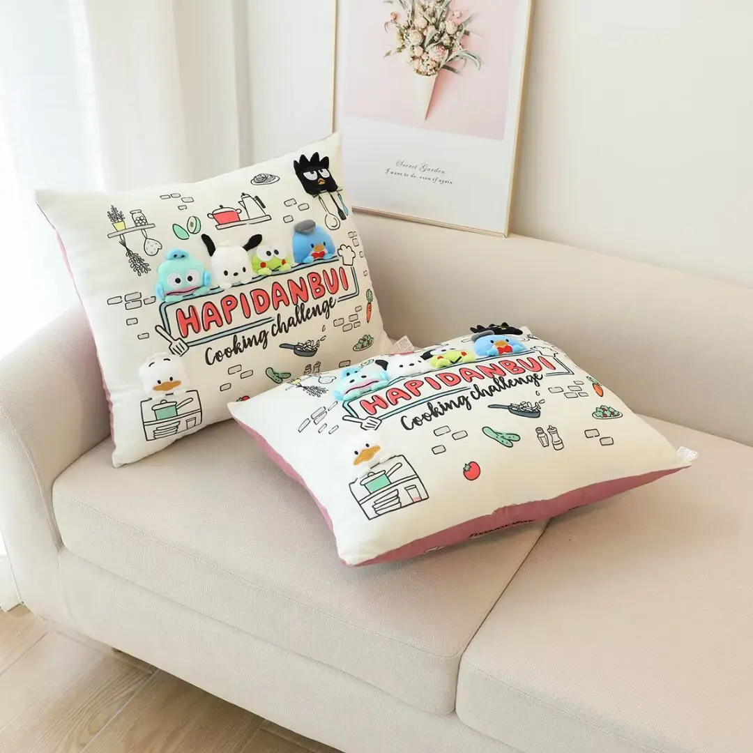 

Sanrio Plush Family Portraits Doll Hangyodon Toy Pillow BADBADTZ-MARU Cushion Tuxedosam Kuromi My Melody