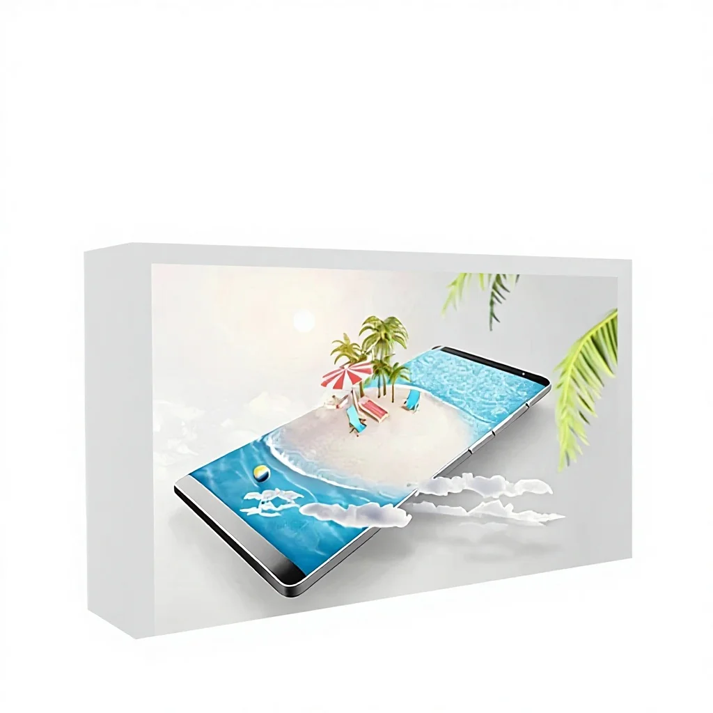 YINGTOUCH 85-Inch 3D Holographic Transparent Display Cabinet-White Business Series Touch Interactive Digital Human All-in-One