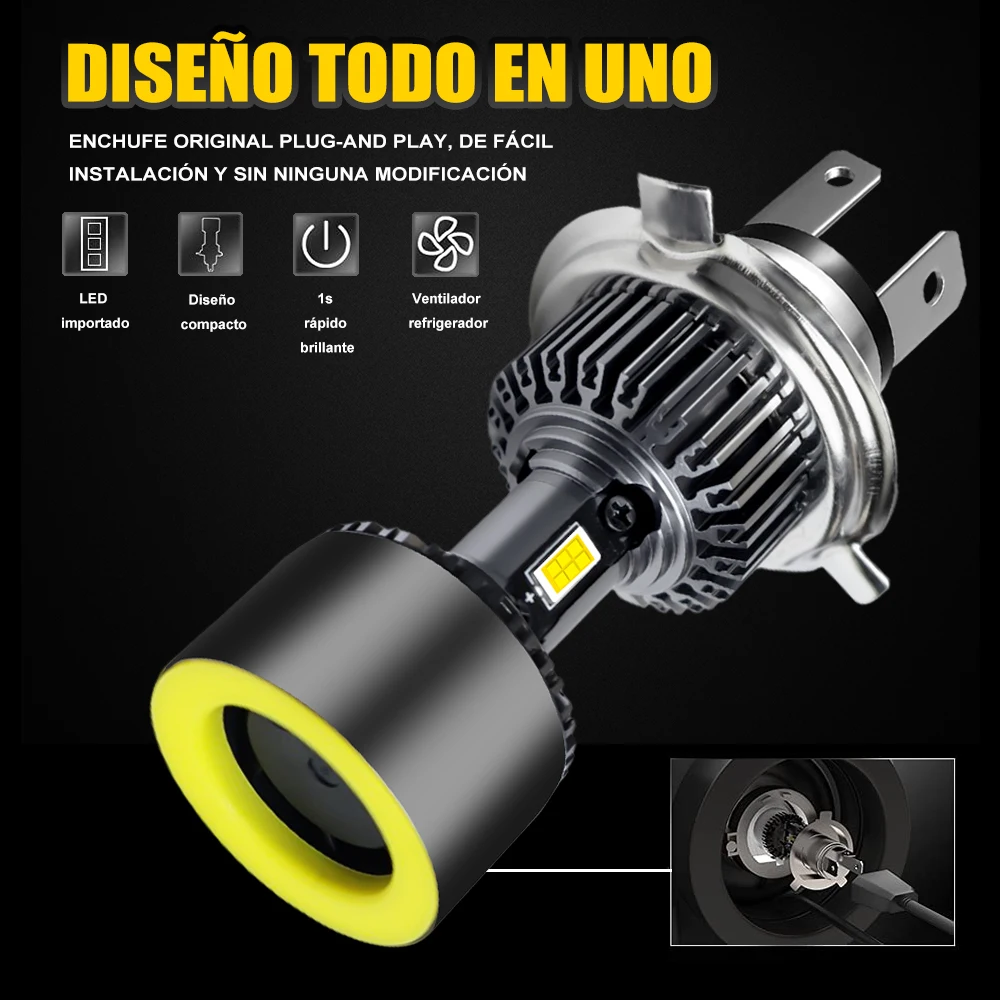 1 PCS Motorcycle Light H4 Integrated High And Low Beam Moto Lamp Modification Electric Vehicle LED Lamp Beads 12V 24V