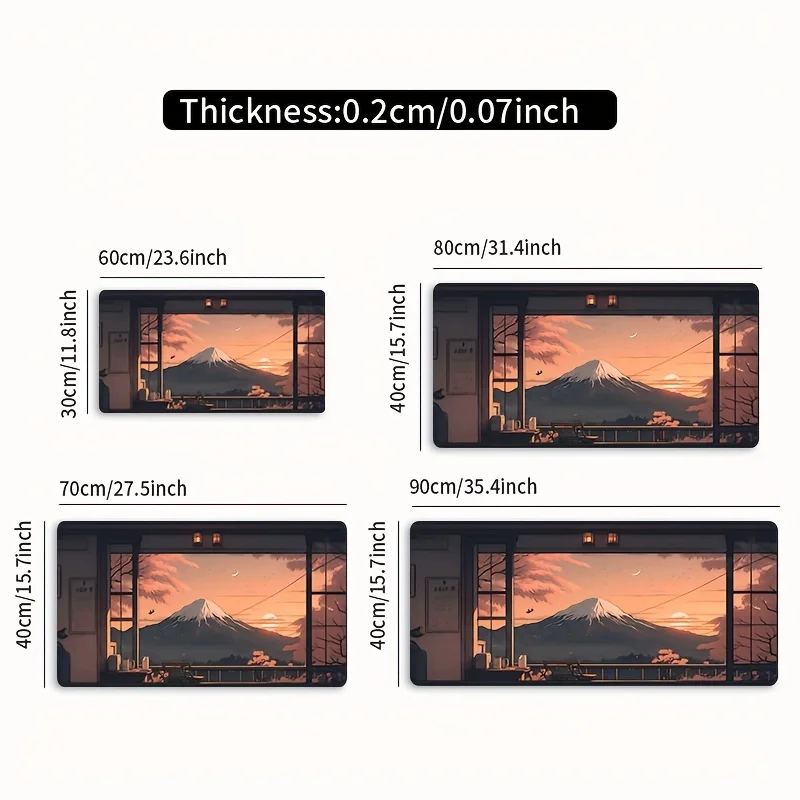 Mount Fuji Sunset View Desk Mat Large Extended Mouse Pad Non-Slip Rubber Gaming Pad