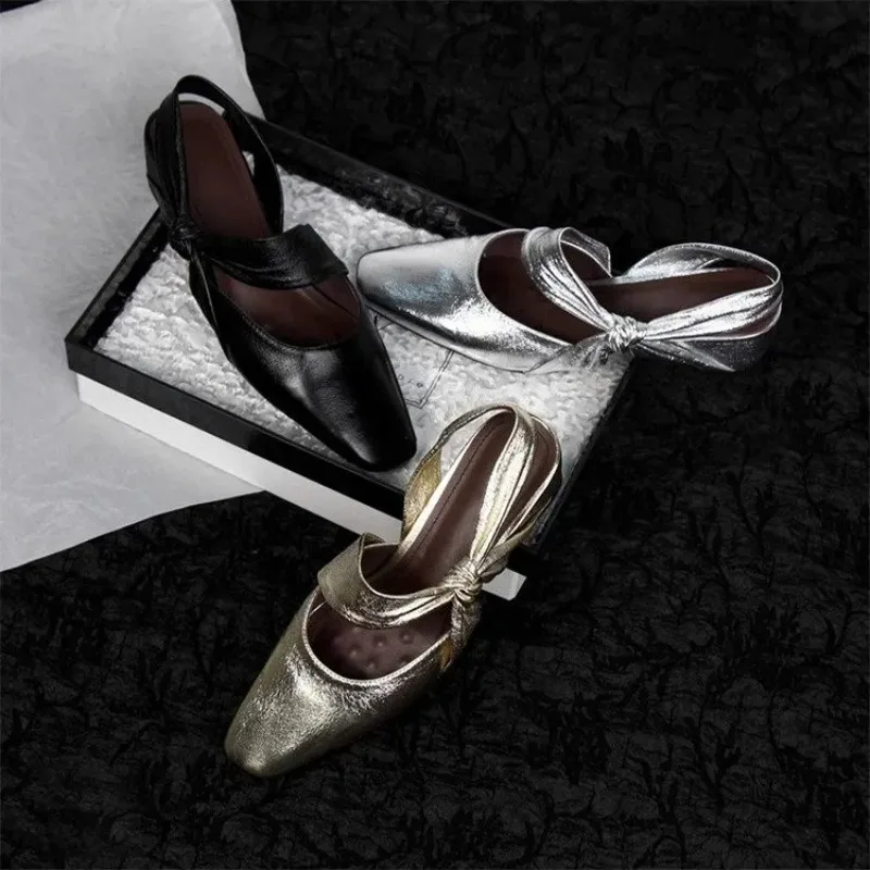 

2025 HOT SELLER NEW Sandal Summer New Square Head Shallow Mouth Butterfly Knot Soft Sole Anti-slip Wear-resistant Low Heel Shoes