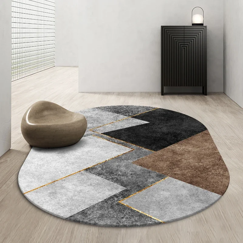 Nordic Oval Geometric Carpet Living Room Large Area Carpet Home Bedroom Bedside Carpets Study Coffee Table Balcony Non-slip Rug