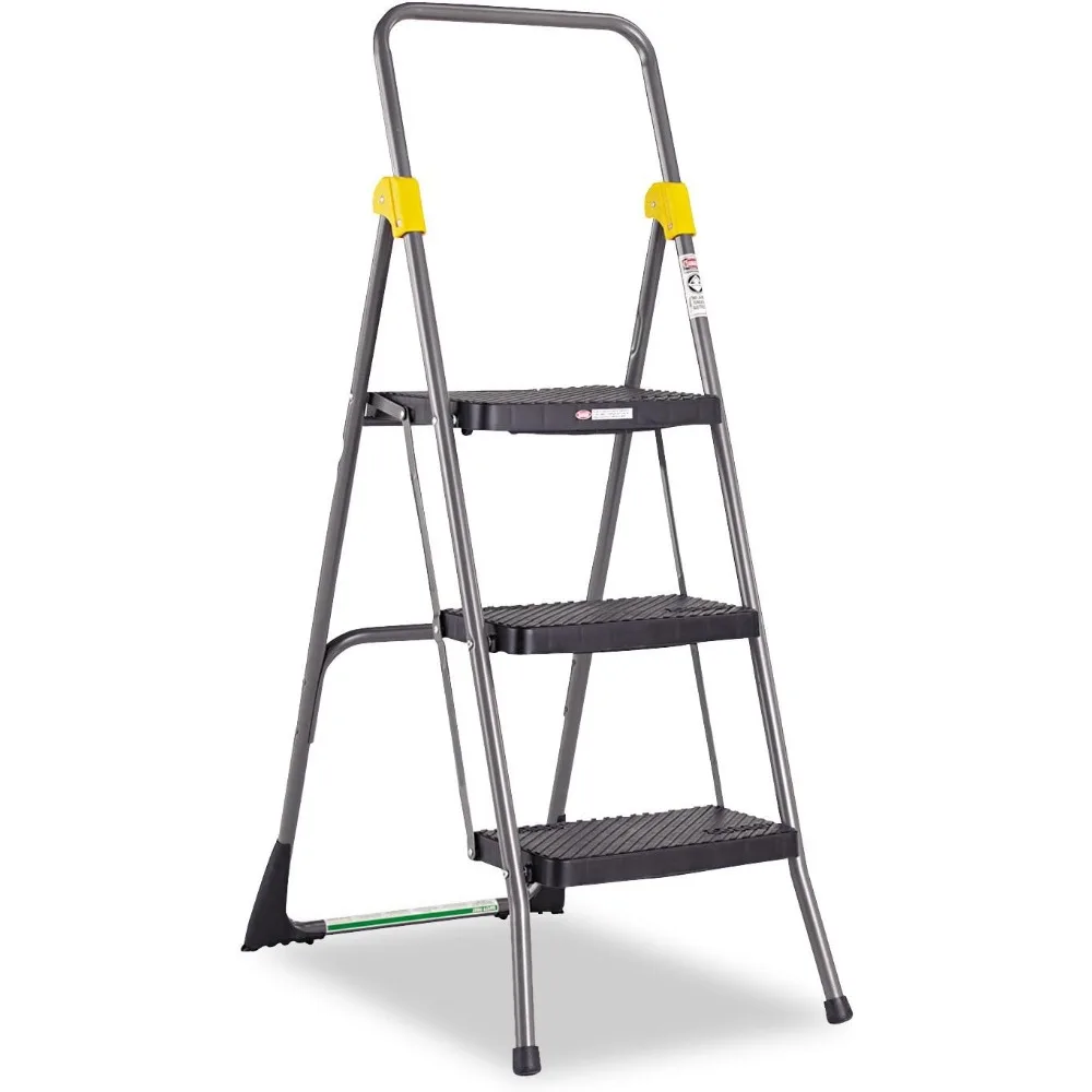 

11839GGO Commercial 3-Step Folding Stool, 300lb Cap, 20 1/2w x 32 5/8d x 52 1/8h, Gray