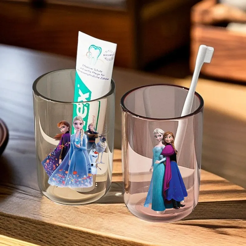 كوب ديزني فروزن برينسيس إلسا للأطفال، كوب غسيل منزلي، لون نقي، كوب غسيل شفاف، حقيبة تخزين لفرشاة الأسنان #1