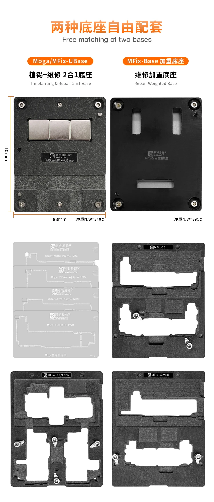 Suit to AMAOE MFix fixture /iP13/ProMax/mini/ motherboard repair/middle tin platform