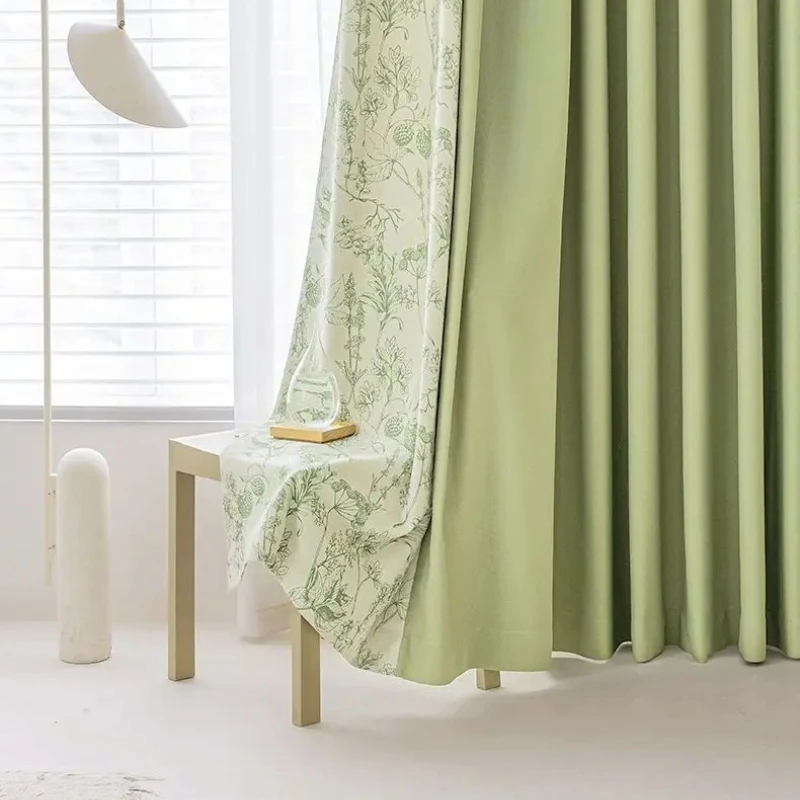 85% Blackout Living Room Window Stitching Curtains Bedroom Curtains Drapes Pastoral Curtain