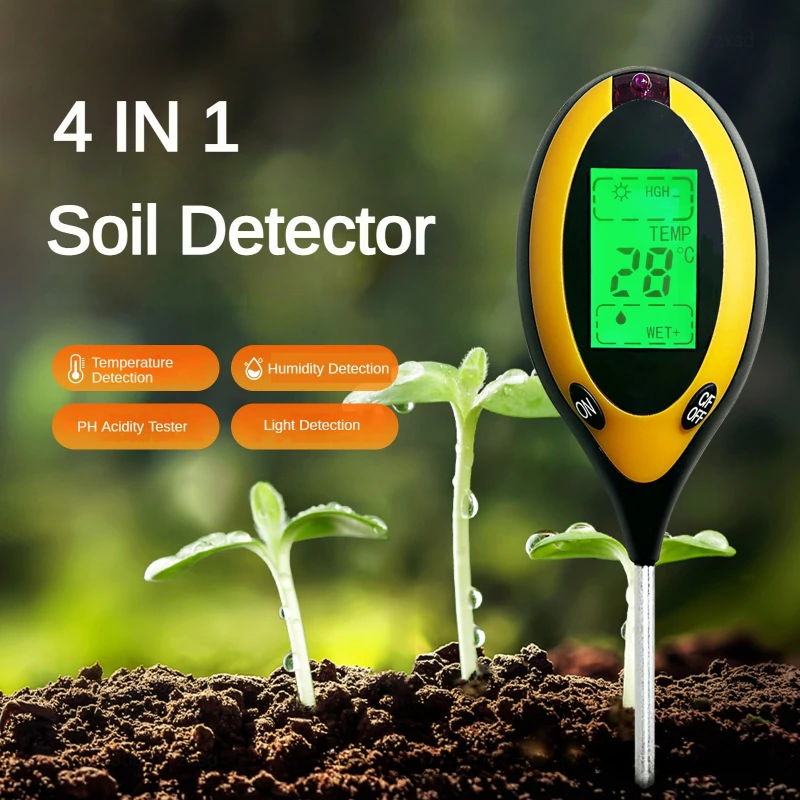 Soil PH Tester 4 in 1 PH Light Moisture Acidity Tester Detector Flowers Soil Moisture Meter Sensor Plant Soil Tester Kit Tools