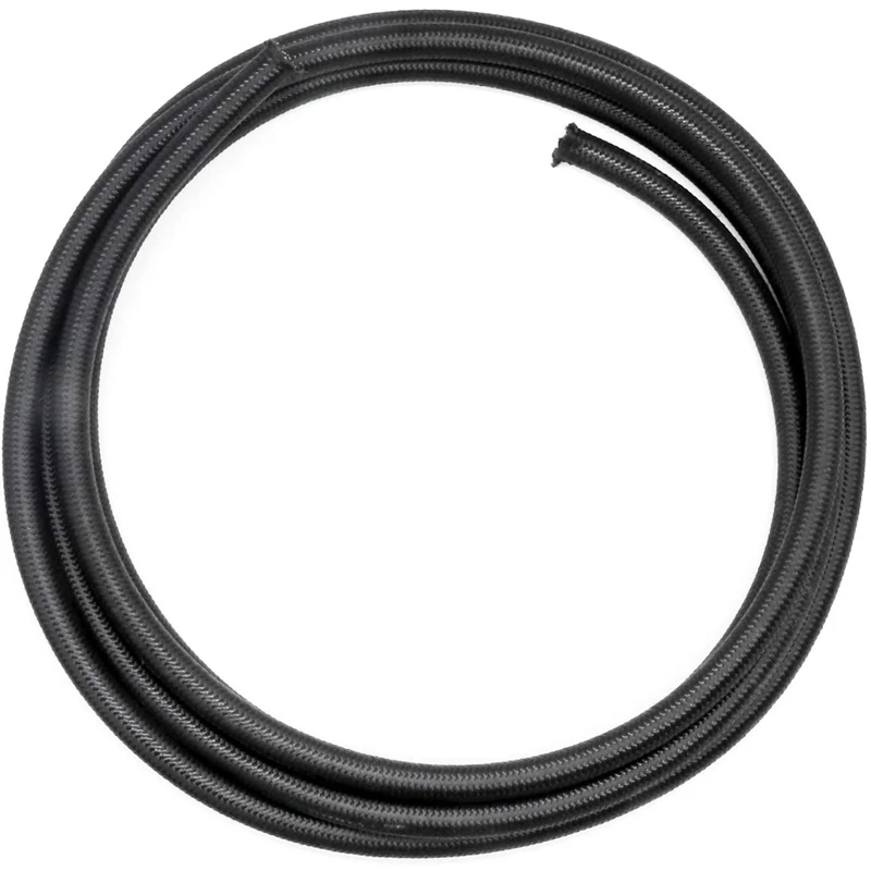 5M Fuel Line Kit 6AN 3/8 Inch Black Steel CPE Gas Oil Fuel Hose With 2Pcs AN10 To AN6 Fitting Adapters 10Pcs Swivel Hose