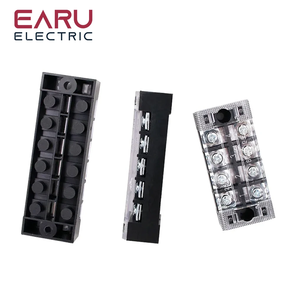 1pc 25A 600V Dual Row Barrier Screw Terminal Block Wire Connector TB Series 3 4 5 6 8 10 12 Positions Ways Factory Wholesale