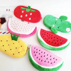 Estuche de lápices de felpa de Cactus de sandía de fruta linda, bolsa de cosméticos, caja de bolígrafos para niñas, bolsa de papelería de regalo, suministros de oficina escolar