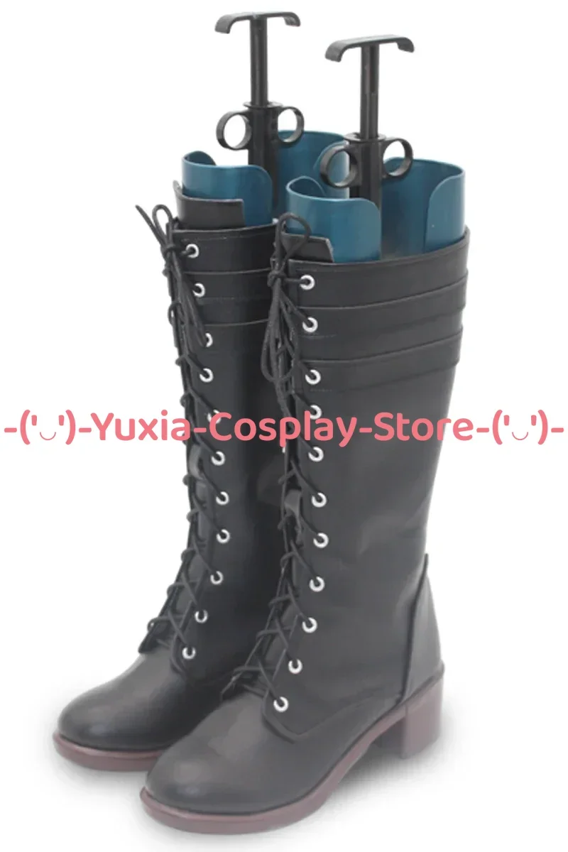 유샤이아코스프레! Genshin Impact Lynette 코스프레 신발 애니메이션 게임 캐릭터 소품 PU 가죽 부츠 할로윈 카니발 파티 의상
