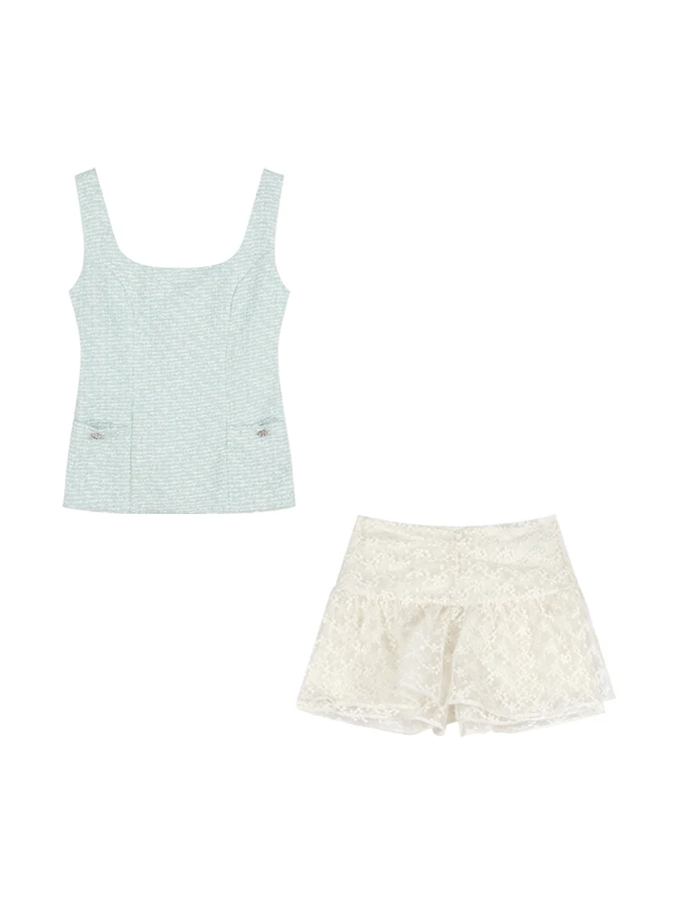 เสื้อกั๊กสายรัดผู้หญิงฤดูร้อนสลิมฟิต สเวลคอเหลี่ยมสวมใส่ด้านในแจ๊กเก็ตคุณภาพสูงแฟชั่นเดินทาง Sle