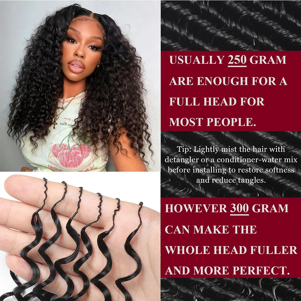Deep Wave Crochet Human Hair For Boho Braiding Curly Invisible Knot Pre Separated Knotless Raw Crochet Human Hair Extensions Sf8211e90c7db4ecaa126baef34e3b566A