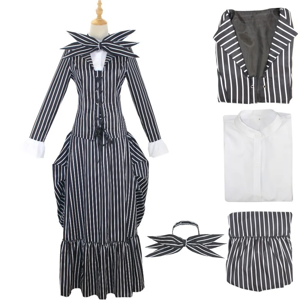 Jack Skellington Cosplay Costume, L\'Étrange Noël de Monsieur Jack, Masque Jack, Uniforme, Vêtements Imbibés, Halloween, Noël