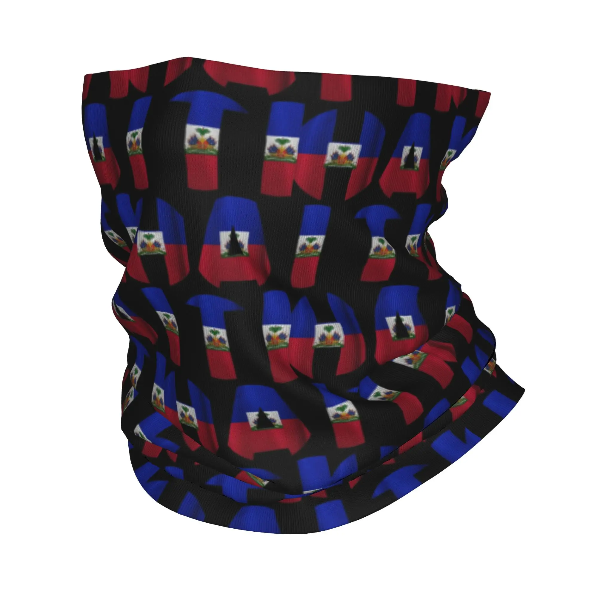 HAITI Haitian Flag Bandana Neck Gaiter Printed  Mask Scarf Warm Balaclava Hiking Unisex Adult All Season