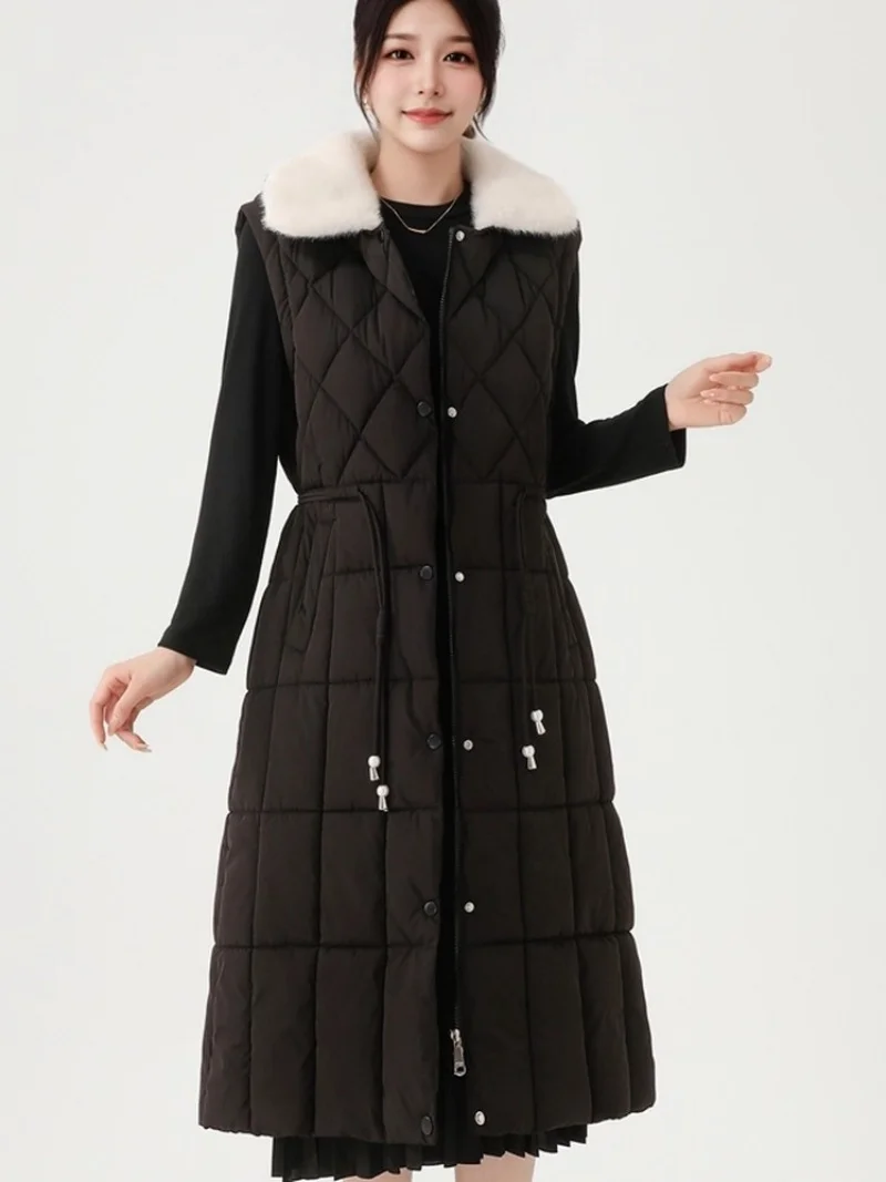 Parka abrigo mujer invierno largo algodón Casual con capucha, mangas desmontables chaleco medio a largo, prendas de vestir exteriores ajustadas de moda w1810