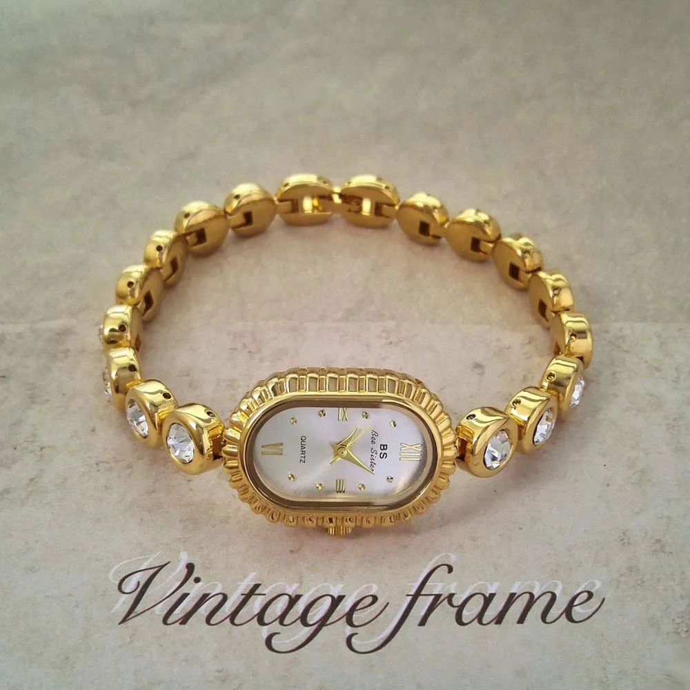 BS Orologio al quarzo da donna Gioielli in stile retrò Arco ovale Orologio da polso da donna elegante e delicato alla moda Regalo per regali da donna