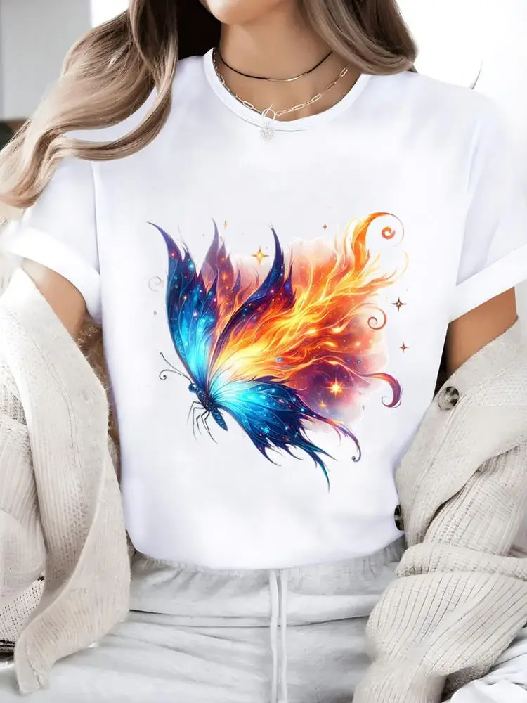 Süße Blume Trend Frauen Casual Damen T-Shirt Damen Grafik T Kleidung Mode Kleidung Drucken Weiß Kurzarm O-Ausschnitt T-Shirts