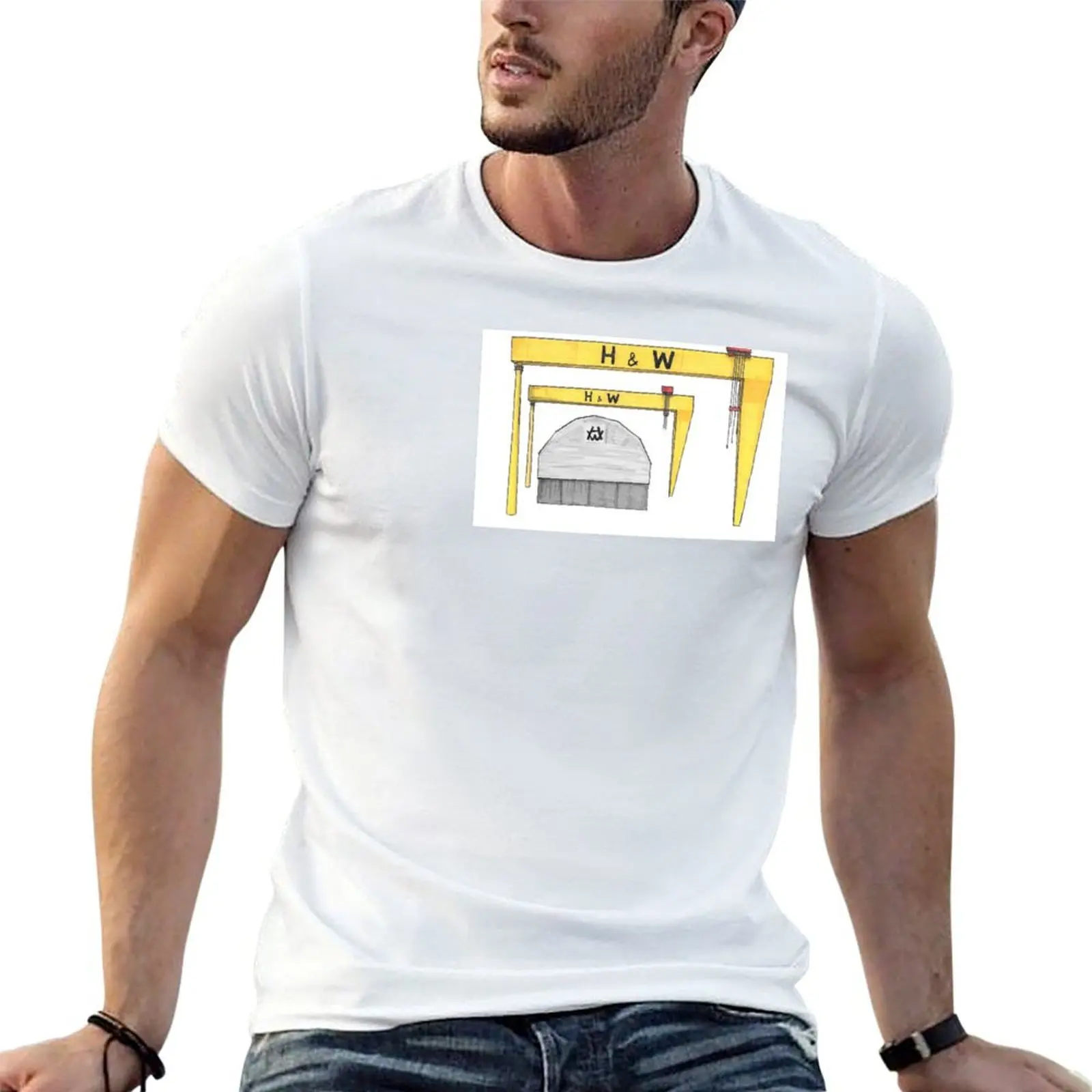 

H&W Cranes Print T-Shirt anime t shirts oversize funny t shirts dark humor T-Shirt