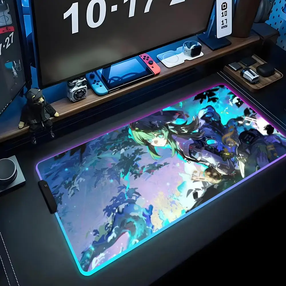 

honkai star rail huohuo Mouse Pad RGB Gaming Mousepad Big LED Pad PC Desk Mat Luminous Mouse Pad Large Keyboard Mats Table Rug