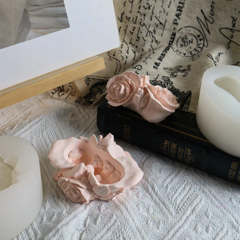 Mould DIY 3D Rose Storage Box Plaster Decorative Mold Valentine's Day Rose Ornaments Jewelry Box Decorative Item Silicone Molds - view 3