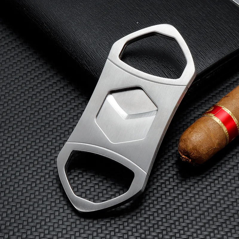 

Stainless Steel Cigar V Cut Double Guillotines Blades Cigar Punch Cutter Pocket Gadgets Zigarre Cigarete Knife Smoking Accessory