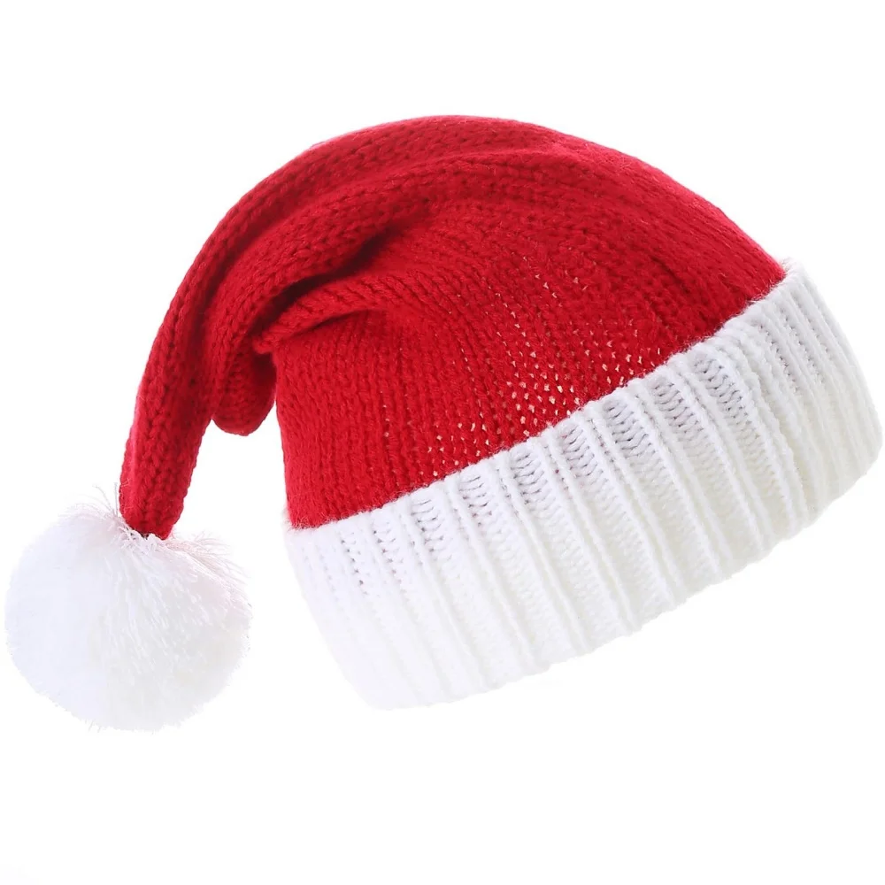 Red Fluffy Christmas Hat Adult Kids Santa Claus Hat Soft Plush Cap Merry Christmas Decoration New Year Festive Party Gift
