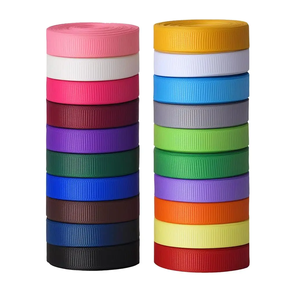 

Лента из гросгрена шириной 3/8 дюйма, 20 цветов, 5 ярдов/рулон, всего 100 ярдов в упаковке, для украшения рождественских елок, венков, изготовления бантов.