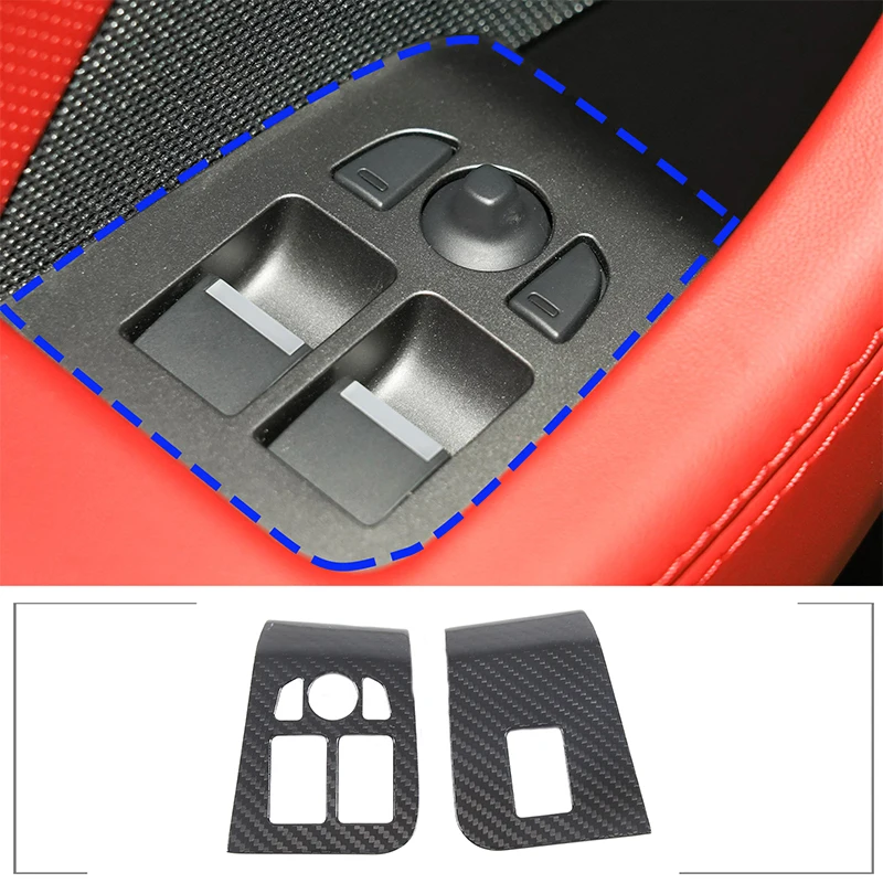 

For Jaguar F-TYPE 2013-2022 Real Carbon Fiber Car Glass Lift Switch Panel Frame Cover Trim Stickers Car Accessories