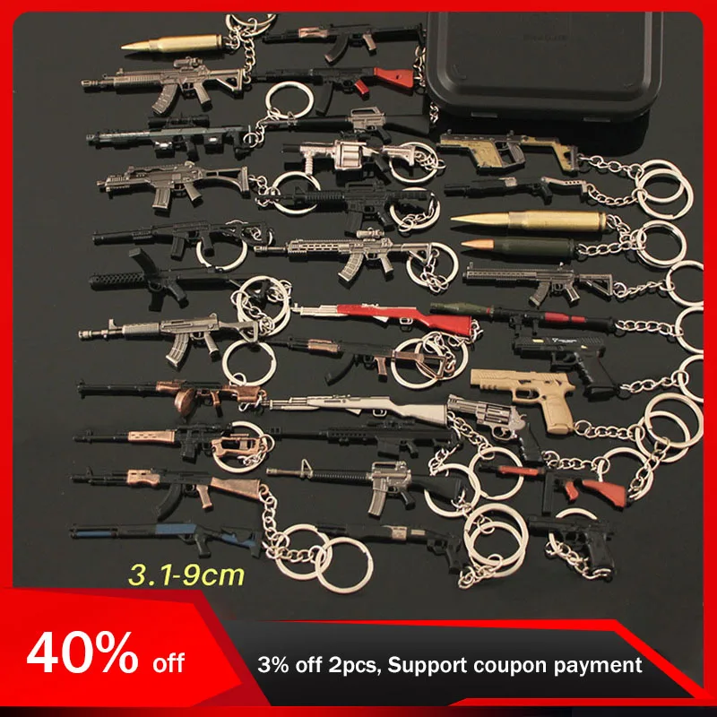 

Mini Gun Model Alloy Pendant Rifle Buretta SVD AK47 RPK Metal Weapon Keychains Boxed Boys Gifts Collections Accessories