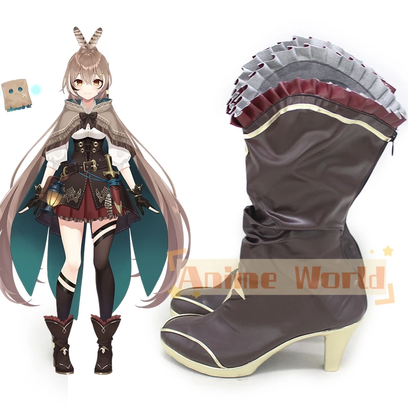 Nanashi Mumei Braune Schuhe Cosplay Stiefel Halloween Karneval Stiefel Nach Maß
