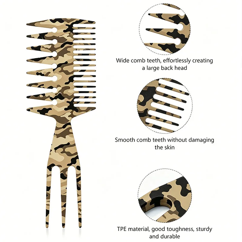 3-teiliges Camo Pompadour Kamm-Set, Hitzebeständiger Friseur-Stylingkamm für Männer, Professioneller Salon 3-Zahn-Haarkamm für DIY-Frisuren – Detail 4