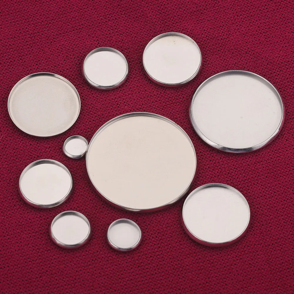 20pcs Fit 8 10 20mm NO Hole Stainless Steel Flat Back Blank Cabochon Base Tray Setting Bezels Pendant Charms FOR Jewelry Making