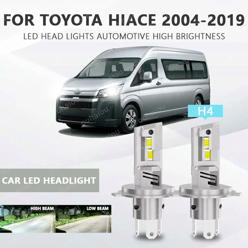 

2Pcs H4 LED Headlight Bulbs Canbus High Low Beam White H4 For TOYOTA Hiace 2004-2019 with heat sink